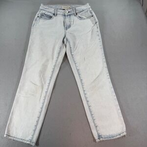PacSun Mom Jeans Light Wash High‎ Waisted Frayed Hem Denim Pants Womens Size 25